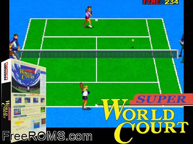 Super World Court (Japan) MAME game showing 3D box cover and gameplay screenshot