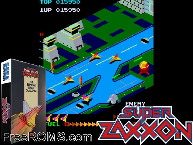 Super Zaxxon MAME game showing 3D box cover and gameplay screenshot
