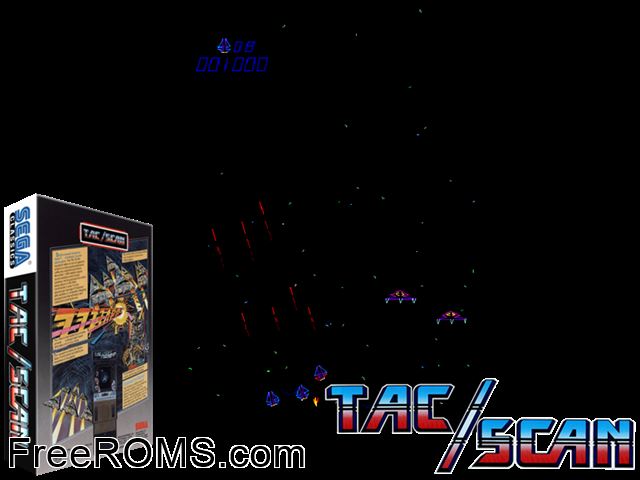 Tac/Scan MAME game showing 3D box cover and gameplay screenshot