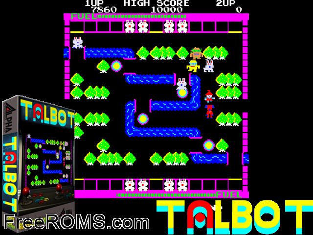 Talbot MAME game showing 3D box cover and gameplay screenshot