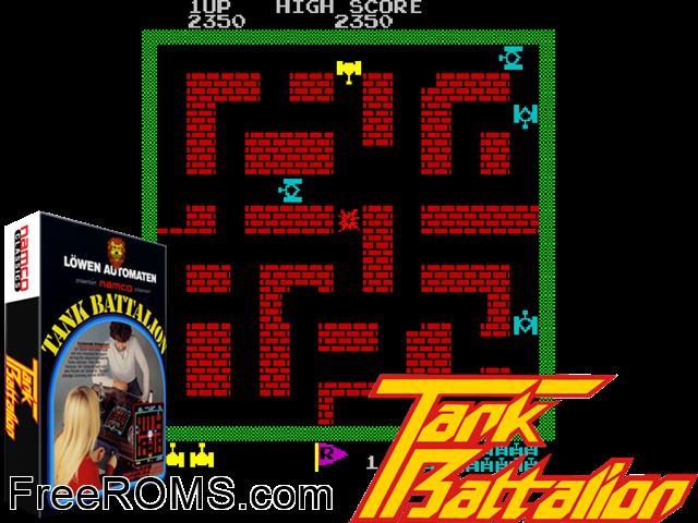 Tank Battalion MAME game showing 3D box cover and gameplay screenshot