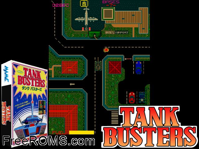Tank Busters MAME game showing 3D box cover and gameplay screenshot
