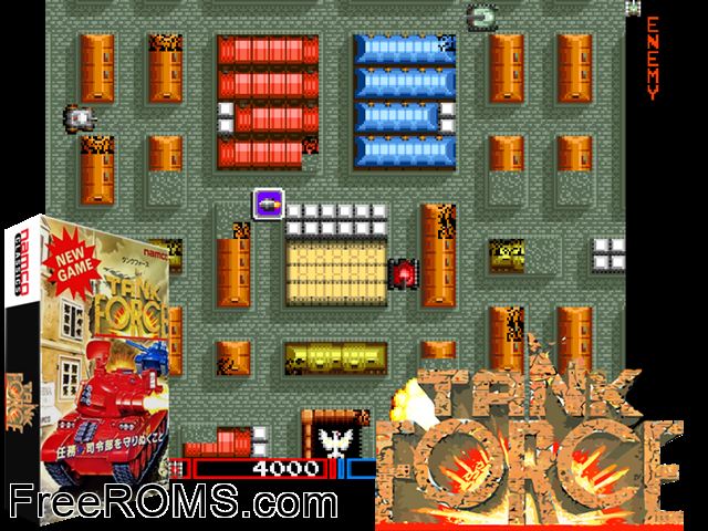 Tank Force (Japan) MAME game showing 3D box cover and gameplay screenshot