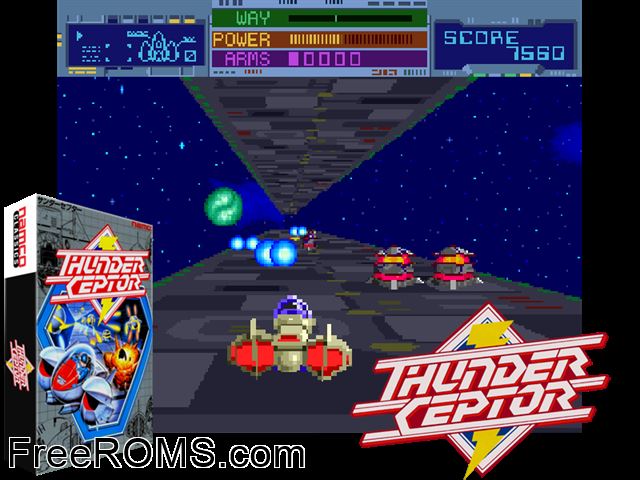 Thunder Ceptor II MAME game showing 3D box cover and gameplay screenshot