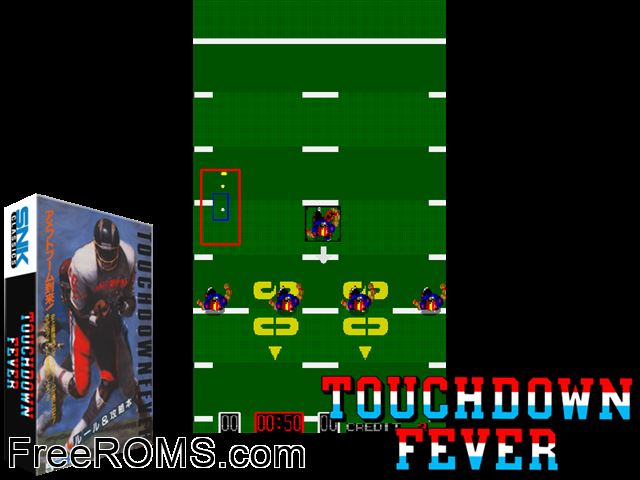 TouchDown Fever MAME game showing 3D box cover and gameplay screenshot