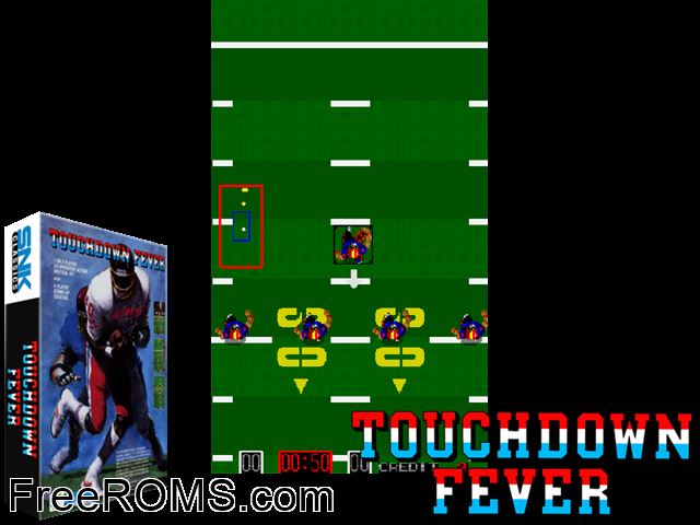 TouchDown Fever 2 MAME game showing 3D box cover and gameplay screenshot