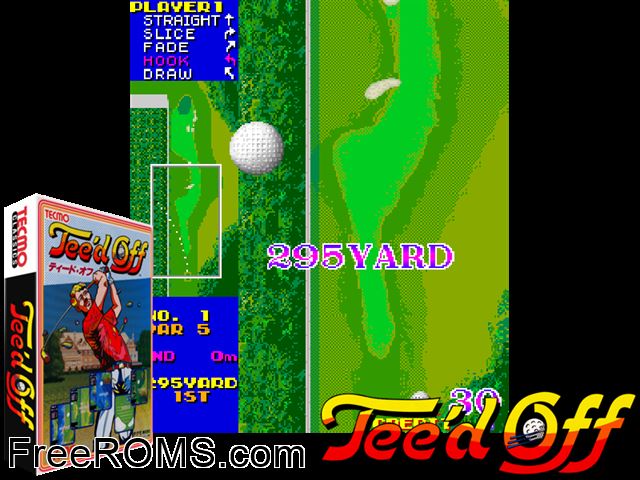Tee'd Off (Japan) MAME game showing 3D box cover and gameplay screenshot