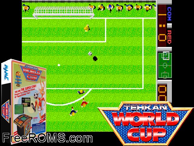Tehkan World Cup MAME game showing 3D box cover and gameplay screenshot
