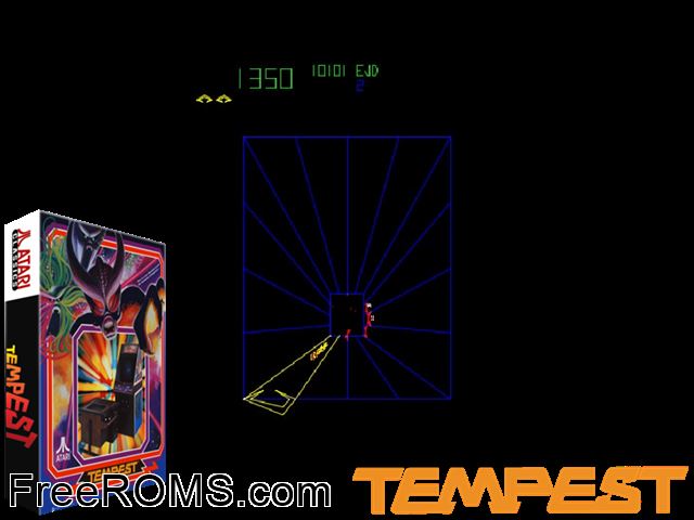 Tempest (rev 2) MAME game showing 3D box cover and gameplay screenshot