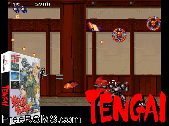 Tengai / Sengoku Blade: Sengoku Ace Episode II MAME game showing 3D box cover and gameplay screenshot