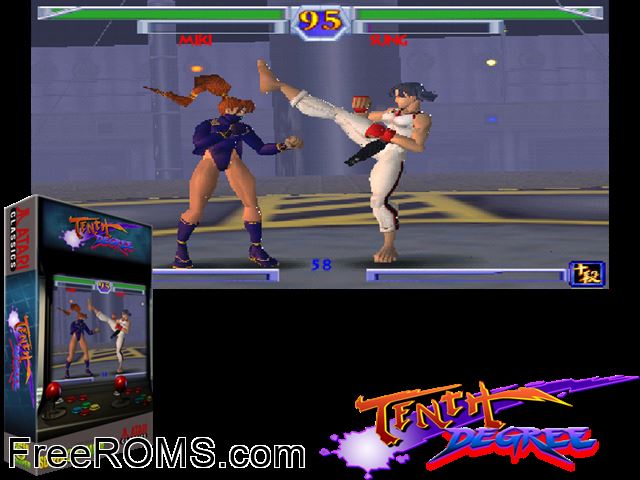 Tenth Degree MAME game showing 3D box cover and gameplay screenshot