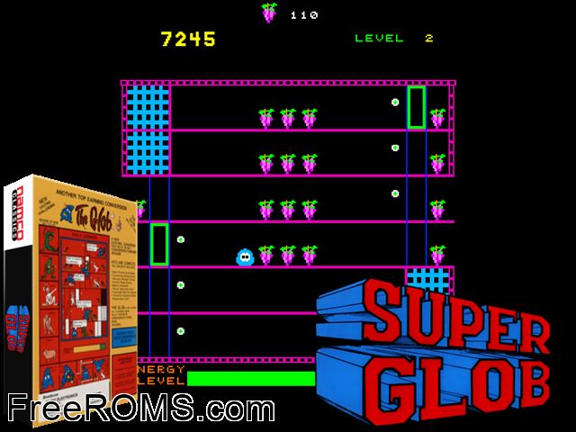 The Glob (set 3) MAME game showing 3D box cover and gameplay screenshot