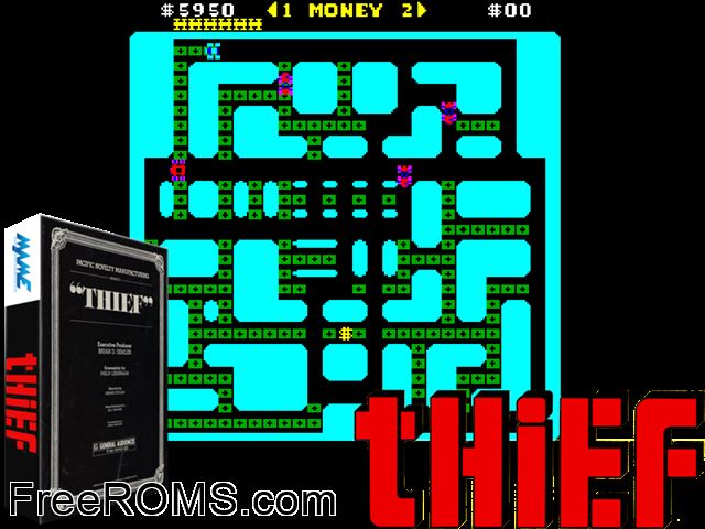Thief MAME game showing 3D box cover and gameplay screenshot