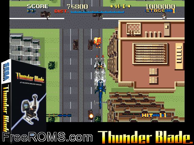 Thunder Blade (FD1094 317-0056) MAME game showing 3D box cover and gameplay screenshot