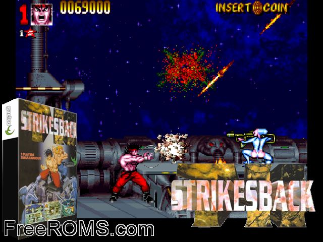 TH Strikes Back MAME game showing 3D box cover and gameplay screenshot
