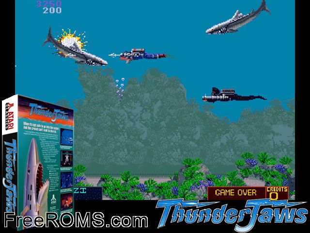 ThunderJaws MAME game showing 3D box cover and gameplay screenshot