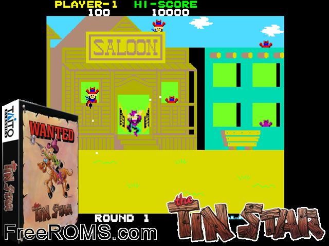 The Tin Star MAME game showing 3D box cover and gameplay screenshot