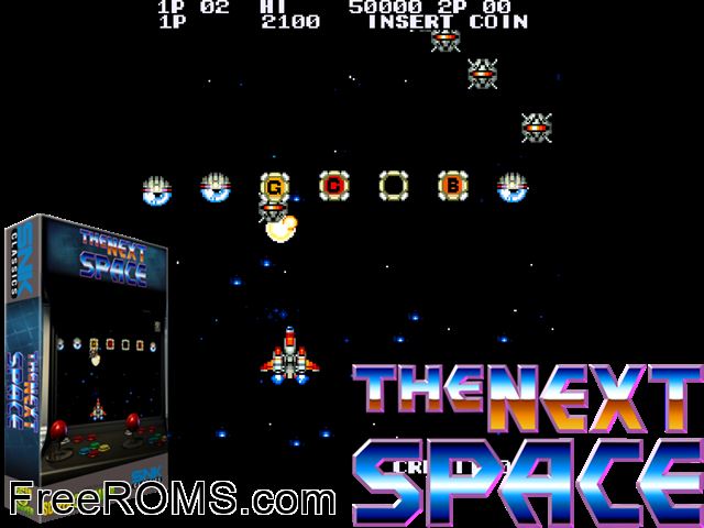 The Next Space MAME game showing 3D box cover and gameplay screenshot