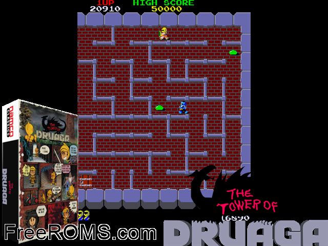 Tower of Druaga (Old Ver.) MAME game showing 3D box cover and gameplay screenshot
