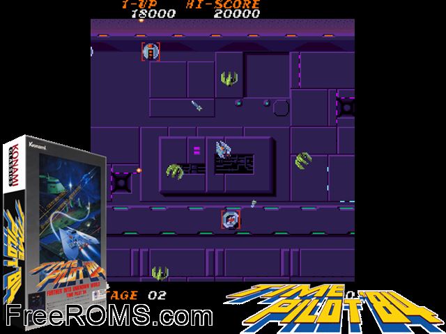 Time Pilot '84 (set 2) MAME game showing 3D box cover and gameplay screenshot