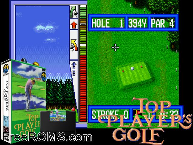 Top Player's Golf MAME game showing 3D box cover and gameplay screenshot