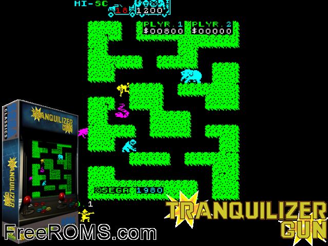 Tranquilizer Gun MAME game showing 3D box cover and gameplay screenshot