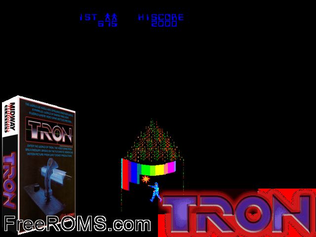Tron (set 3) MAME game showing 3D box cover and gameplay screenshot