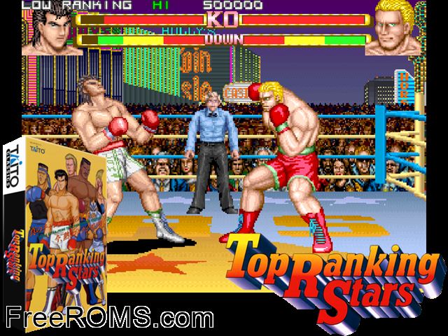 Top Ranking Stars (Ver 2.1J 1993/05/21) (New Version) MAME game showing 3D box cover and gameplay screenshot
