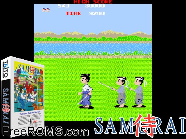 Samurai Nihon-ichi (set 2) MAME game showing 3D box cover and gameplay screenshot