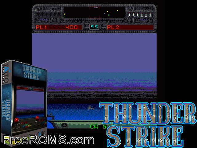 Thunder Strike (Newer) MAME game showing 3D box cover and gameplay screenshot