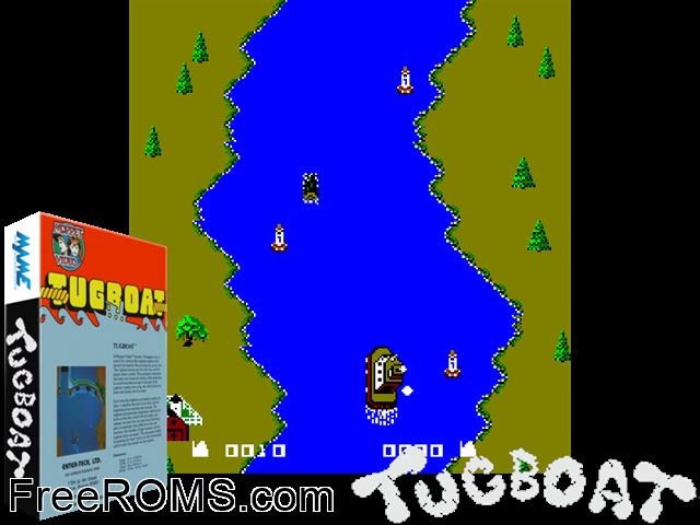 Tugboat MAME game showing 3D box cover and gameplay screenshot