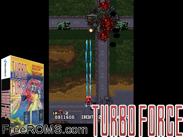 Turbo Force MAME game showing 3D box cover and gameplay screenshot