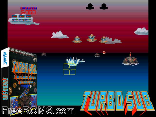 Turbo Sub MAME game showing 3D box cover and gameplay screenshot
