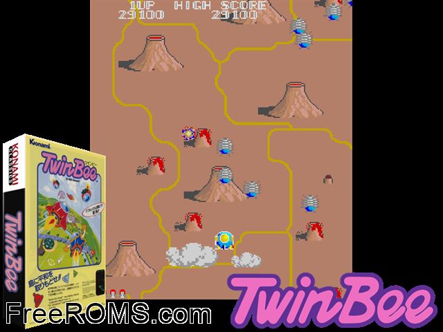 TwinBee MAME game showing 3D box cover and gameplay screenshot