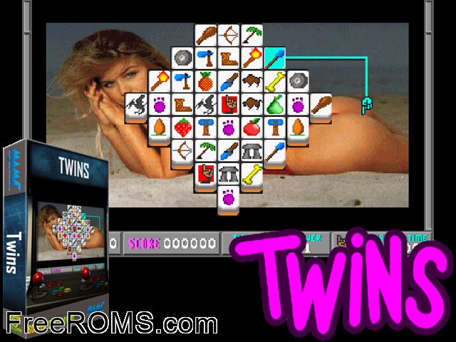 Twins MAME game showing 3D box cover and gameplay screenshot