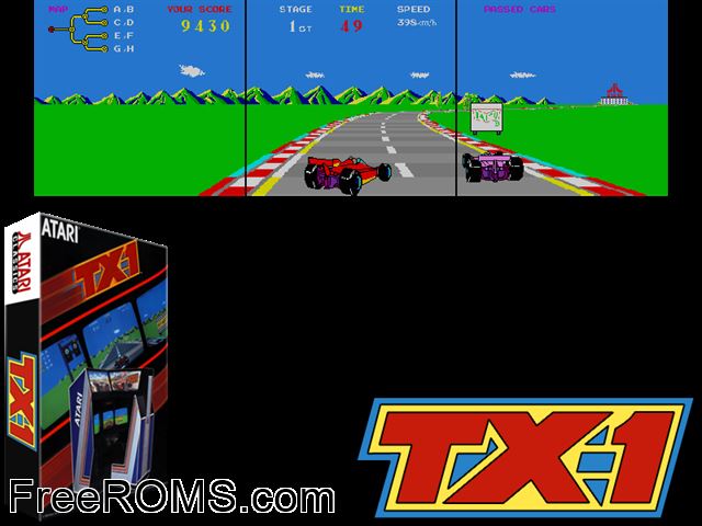 TX-1 (Atari/Namco/Taito License) MAME game showing 3D box cover and gameplay screenshot