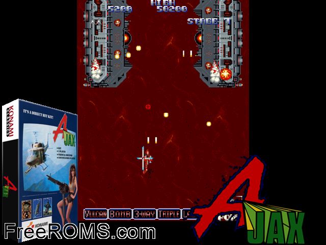 Typhoon MAME game showing 3D box cover and gameplay screenshot