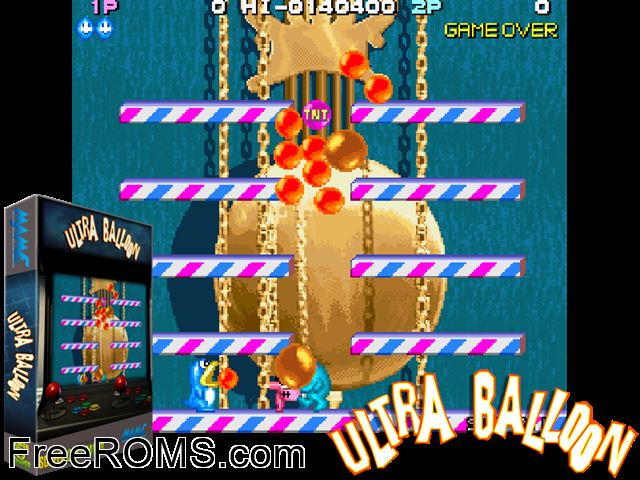 Ultra Balloon MAME game showing 3D box cover and gameplay screenshot