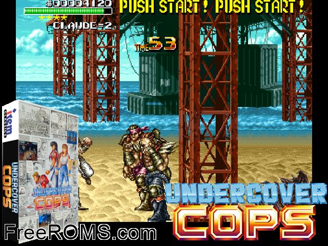 Undercover Cops (World) MAME game showing 3D box cover and gameplay screenshot
