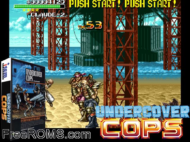 Undercover Cops (Japan) MAME game showing 3D box cover and gameplay screenshot