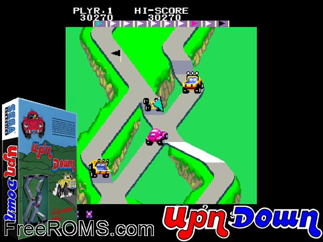Up'n Down MAME game showing 3D box cover and gameplay screenshot