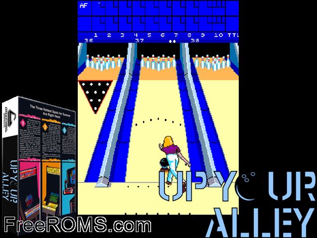 Up Your Alley MAME game showing 3D box cover and gameplay screenshot