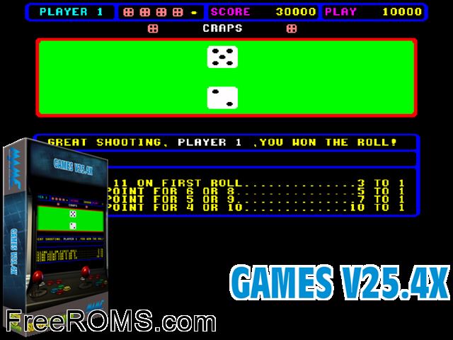 Games V18.2 MAME game showing 3D box cover and gameplay screenshot