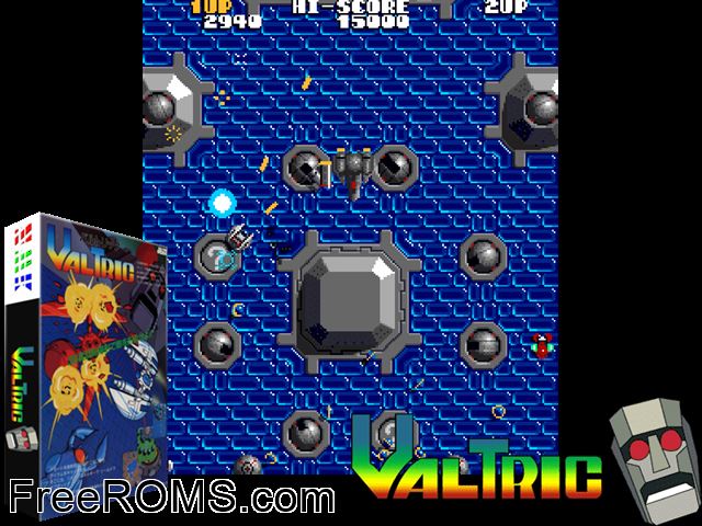 Valtric MAME game showing 3D box cover and gameplay screenshot