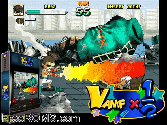 Vamp 1/2 (Korea version) MAME game showing 3D box cover and gameplay screenshot