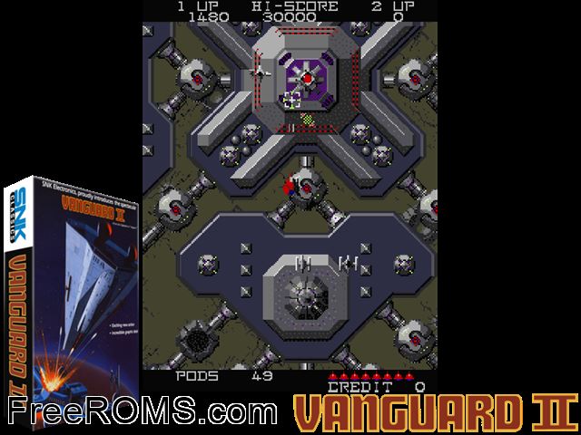 Vanguard II MAME game showing 3D box cover and gameplay screenshot