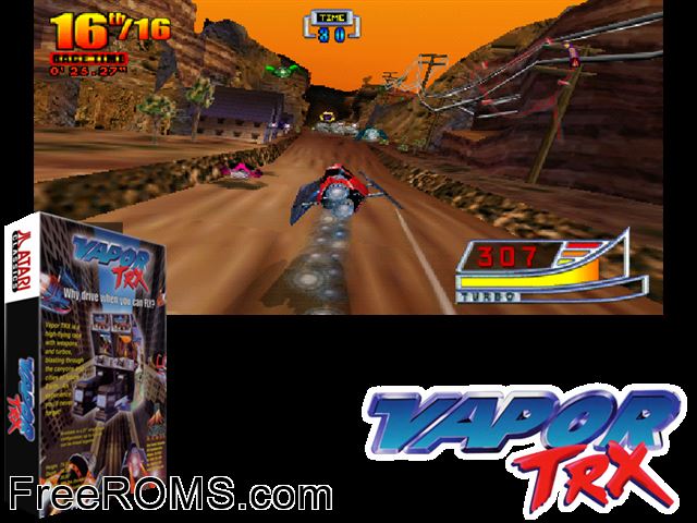 Vapor TRX MAME game showing 3D box cover and gameplay screenshot