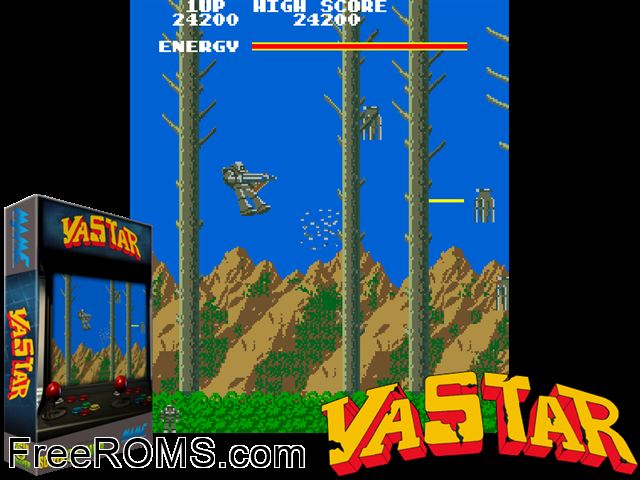 Vastar (set 1) MAME game showing 3D box cover and gameplay screenshot