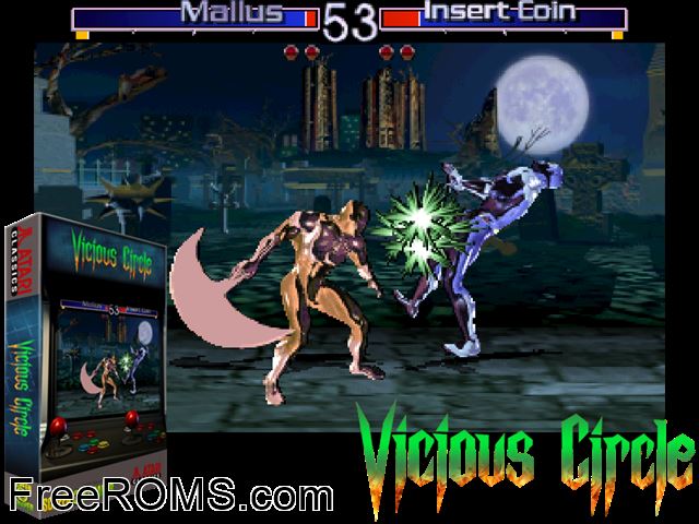 Vicious Circle (prototype) MAME game showing 3D box cover and gameplay screenshot