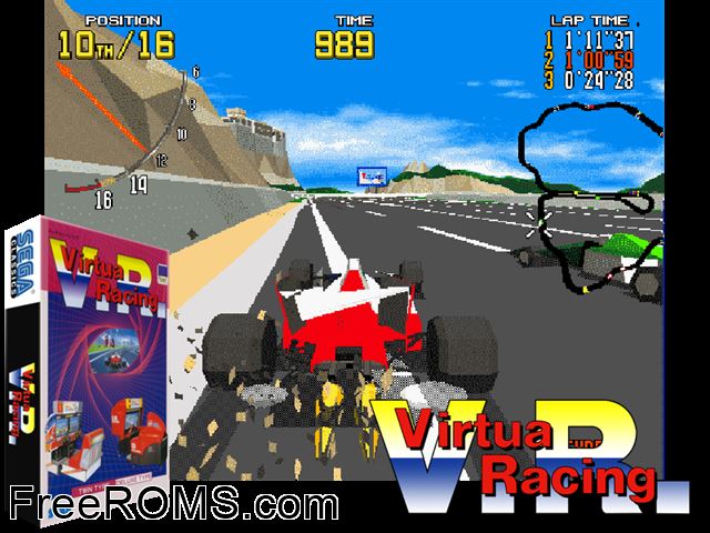 Virtua Formula MAME game showing 3D box cover and gameplay screenshot